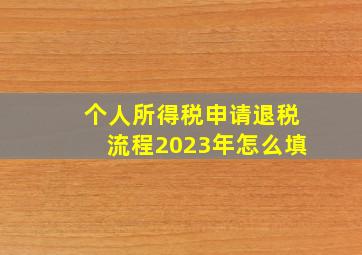 个人所得税申请退税流程2023年怎么填