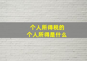 个人所得税的个人所得是什么