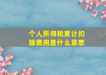 个人所得税累计扣除费用是什么意思