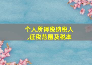 个人所得税纳税人,征税范围及税率