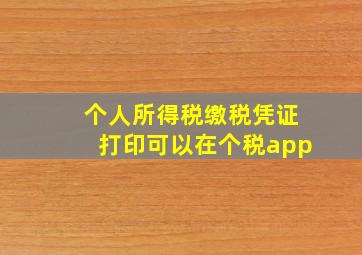 个人所得税缴税凭证打印可以在个税app