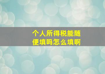 个人所得税能随便填吗怎么填啊