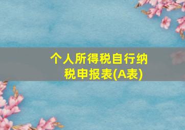 个人所得税自行纳税申报表(A表)