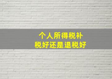 个人所得税补税好还是退税好