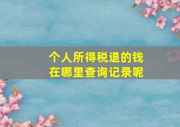 个人所得税退的钱在哪里查询记录呢