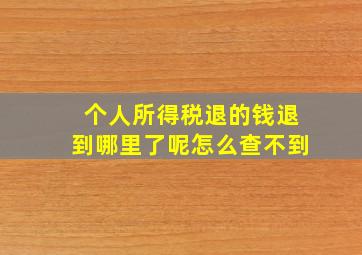 个人所得税退的钱退到哪里了呢怎么查不到