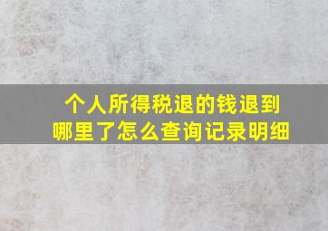 个人所得税退的钱退到哪里了怎么查询记录明细