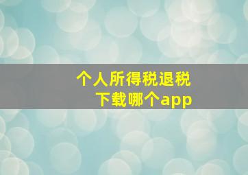 个人所得税退税下载哪个app