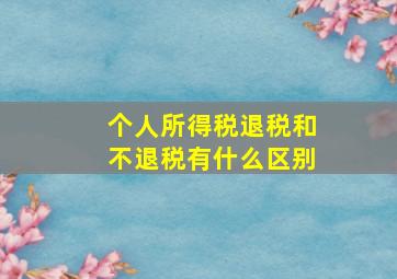 个人所得税退税和不退税有什么区别