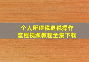 个人所得税退税操作流程视频教程全集下载