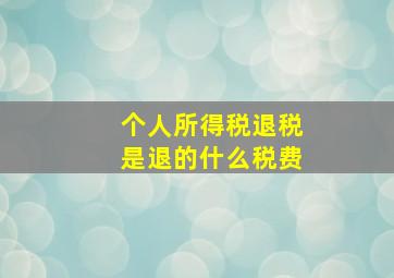 个人所得税退税是退的什么税费