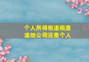 个人所得税退税是退给公司还是个人