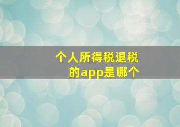 个人所得税退税的app是哪个