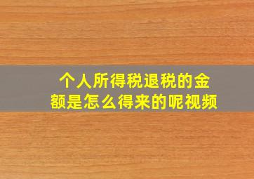 个人所得税退税的金额是怎么得来的呢视频