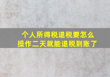 个人所得税退税要怎么操作二天就能退税到账了