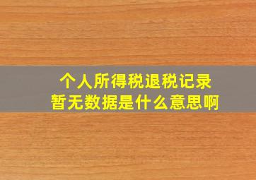 个人所得税退税记录暂无数据是什么意思啊