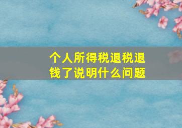 个人所得税退税退钱了说明什么问题