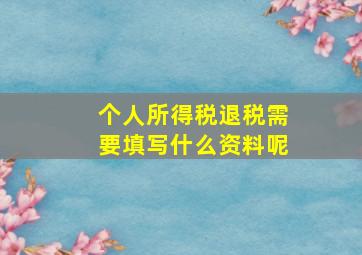 个人所得税退税需要填写什么资料呢