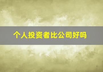 个人投资者比公司好吗