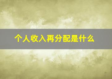 个人收入再分配是什么