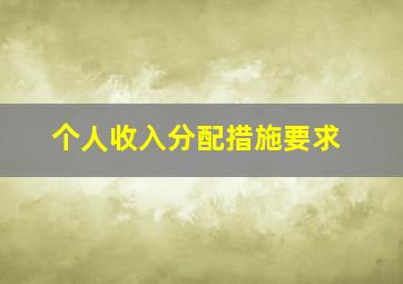 个人收入分配措施要求