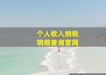 个人收入纳税明细查询官网