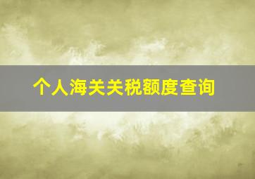 个人海关关税额度查询