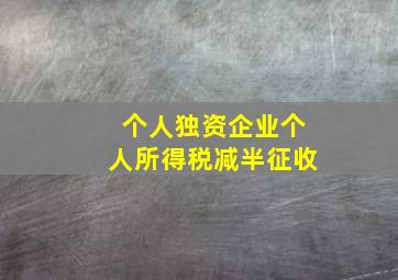 个人独资企业个人所得税减半征收