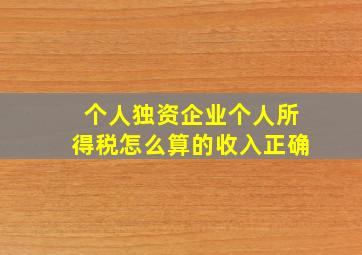 个人独资企业个人所得税怎么算的收入正确