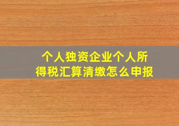 个人独资企业个人所得税汇算清缴怎么申报