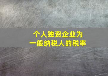 个人独资企业为一般纳税人的税率