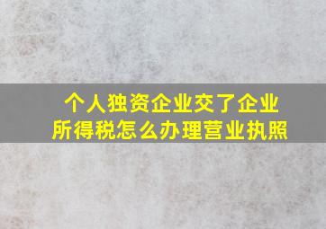 个人独资企业交了企业所得税怎么办理营业执照