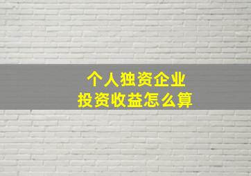 个人独资企业投资收益怎么算