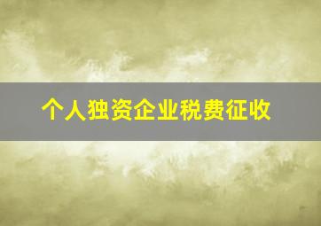 个人独资企业税费征收