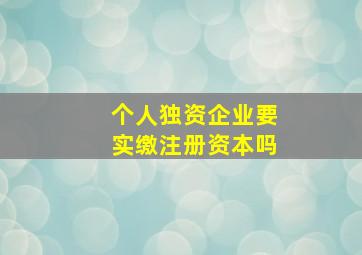 个人独资企业要实缴注册资本吗