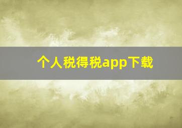 个人税得税app下载