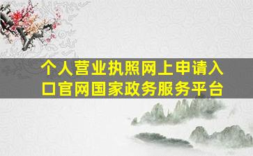 个人营业执照网上申请入口官网国家政务服务平台