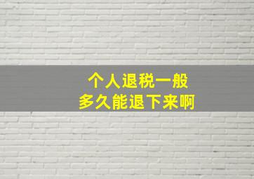 个人退税一般多久能退下来啊