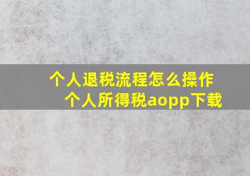 个人退税流程怎么操作个人所得税aopp下载