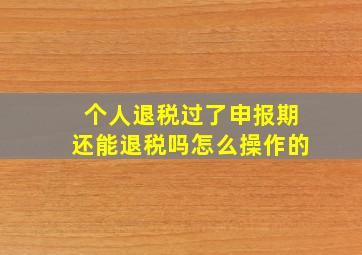 个人退税过了申报期还能退税吗怎么操作的