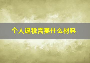 个人退税需要什么材料