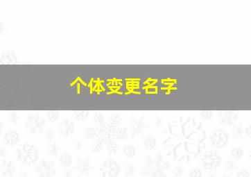 个体变更名字