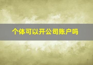 个体可以开公司账户吗