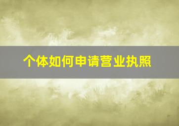 个体如何申请营业执照