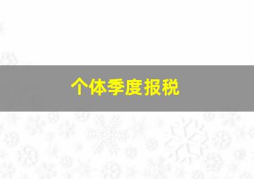 个体季度报税