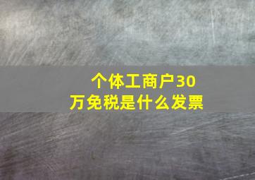 个体工商户30万免税是什么发票