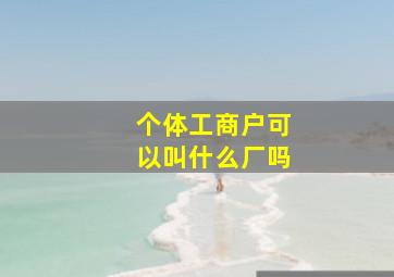 个体工商户可以叫什么厂吗