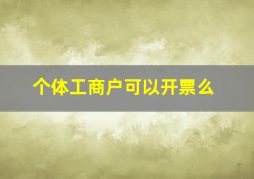 个体工商户可以开票么