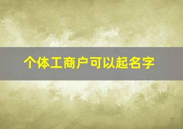 个体工商户可以起名字