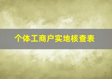 个体工商户实地核查表